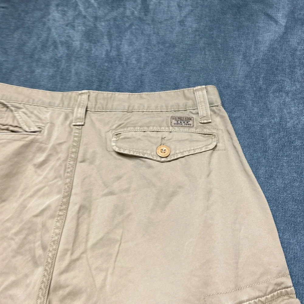 U.S. Polo Assn Cargo Shorts Mens 36 Khaki Cotton Flat Front Slash Pockets Hiking